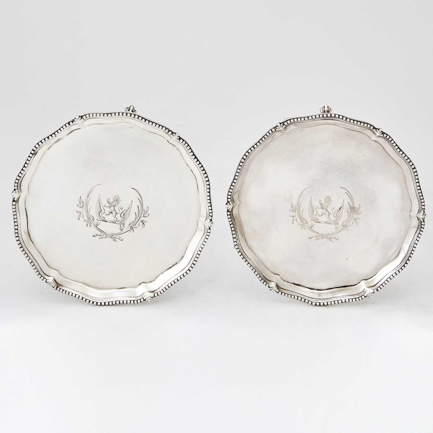 Lot 320 - Pair of George III Sterling Silver Footed Salvers