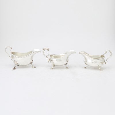 Lot 321 - Three English Sterling Silver Sauceboats