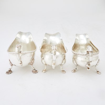 Lot 321 - Three English Sterling Silver Sauceboats