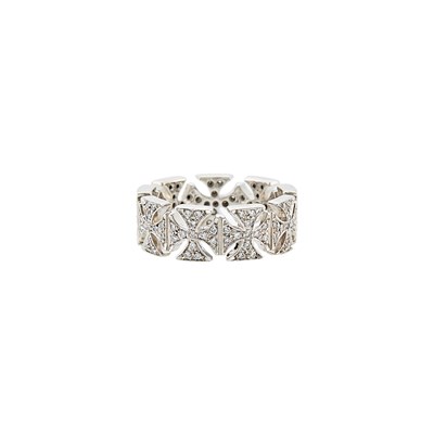 Lot 1157 - Jade Jagger for Garrard White Gold and Diamond Maltese Cross 'Superstyle Collection' Ring