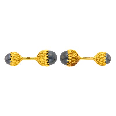 Lot 1047 - Tiffany & Co., Schlumberger Pair of Gold and Hematite Acorn Cufflinks