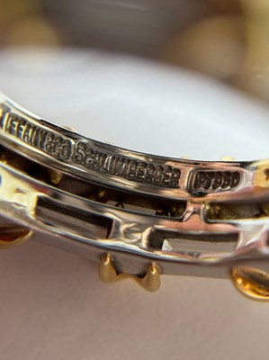 Lot 81 - Tiffany & Co., Schlumberger Platinum, Gold and Diamond Double Band Ring