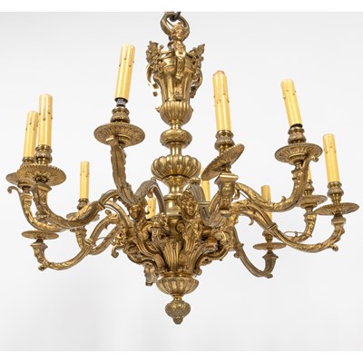 Lot 170 - French Regence Style Gilt Bronze Twelve-Light Chandelier