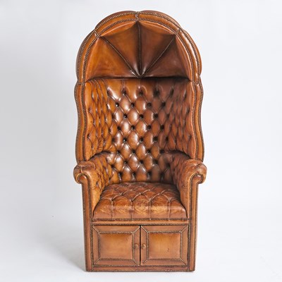 Lot 298 - Tufted Brown Leather Porter’s Chair