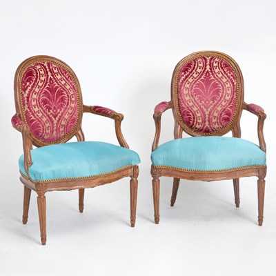 Lot 181 - Pair of Italian Louis XVI Walnut Armchairs