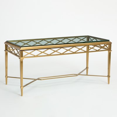 Lot 340 - Brass and Glass Top Cocktail Table