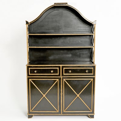 Lot 195 - French Empire Style Parcel Gilt Black Painted Cabinet