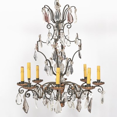 Lot 179 - Louis XV Style Wrought Iron and Gilt-Metal Eight-Light Chandelier