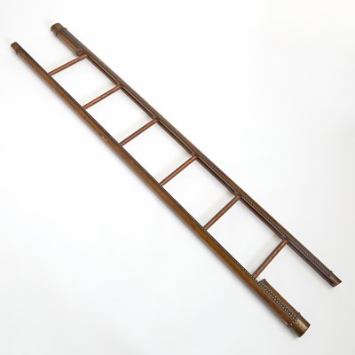 Lot 308 - English Leather and Wood Library Ladder