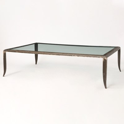 Lot 431 - Patinated Metal and Glass Coffee Table