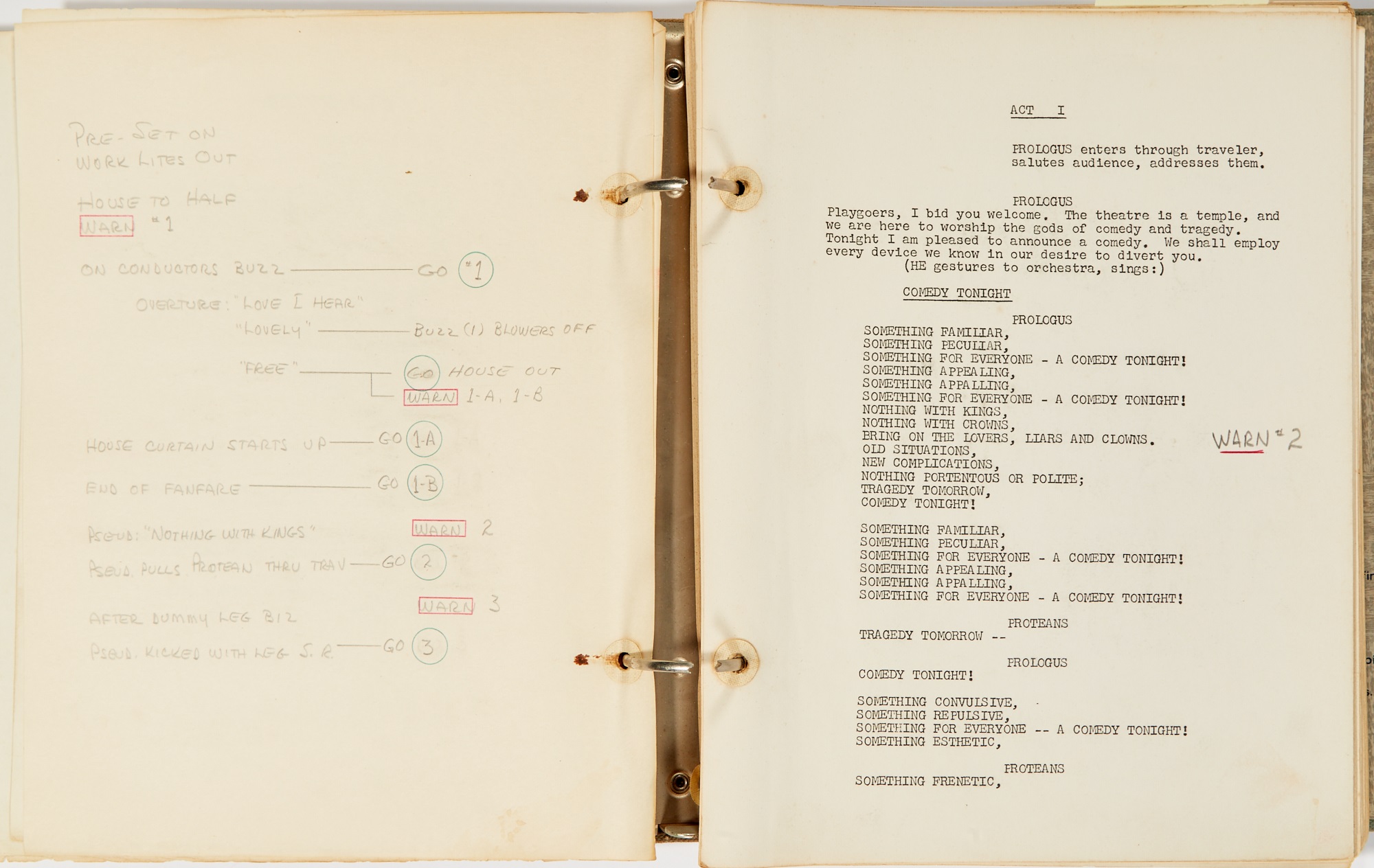 Lot 133 - The Stage Manager's script for A Funny Thing