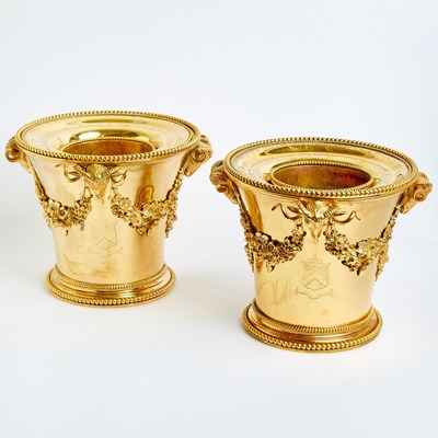 Lot 516 - Pair of George III Gilt Metal Wine Coolers