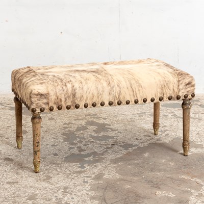 Lot 245 - Animal Hide Upholstered Painted Wood Bench