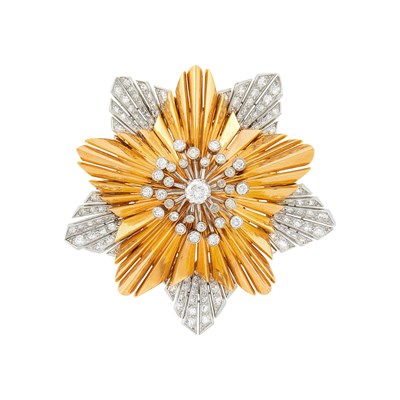 Lot 184 - Verdura Gold, Platinum and Diamond Clip-Brooch