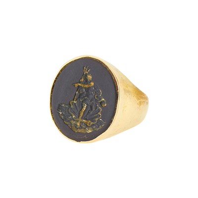 Lot 2379 - Gold and Ebony Neptune Intaglio Ring