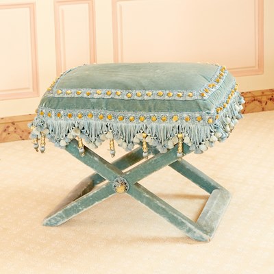 Lot 364 - Fully Upholstered X-Form Stool