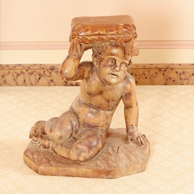 Lot 325 - Carved Wood Figural Stool