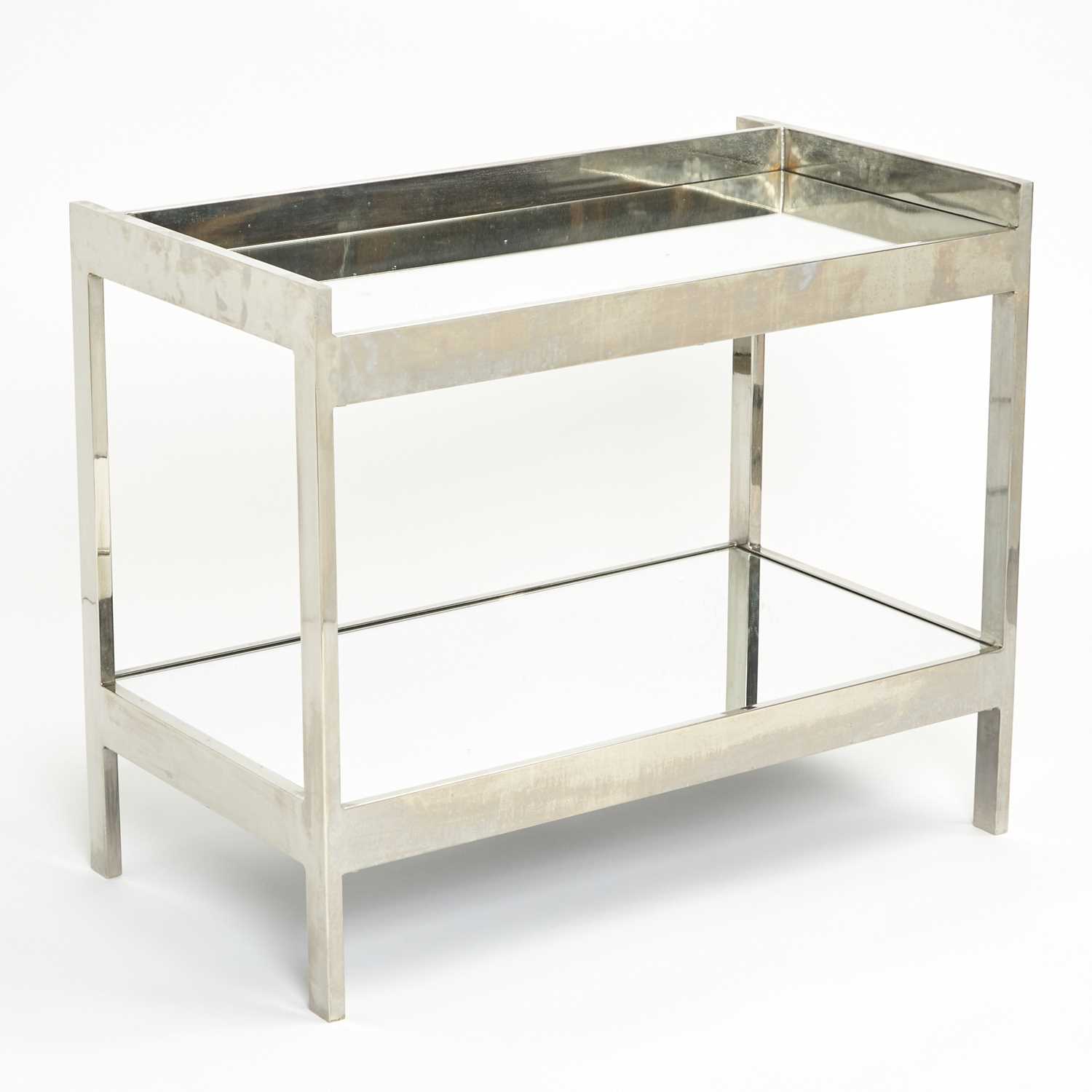 Lot 27 - Chrome and Mirror Two-Tier Table