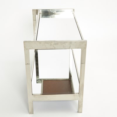 Lot 27 - Chrome and Mirror Two-Tier Table