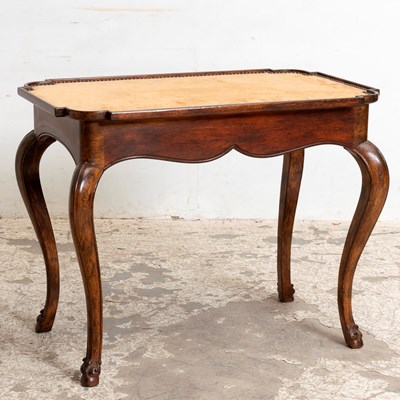 Lot 355 - Provincial Louis XV Style Walnut-Stained Velvet Top Table