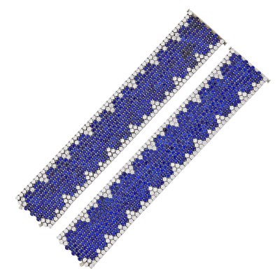 Lot 236 - Fred Leighton Pair of Wide White Gold, Sapphire and Diamond Bracelets