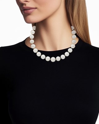 Lot 1163 - South Sea Cultured Pearl Necklace with White Gold and Diamond Ball Clasp