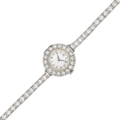 Lot 175 - Platinum and Diamond Wristwatch