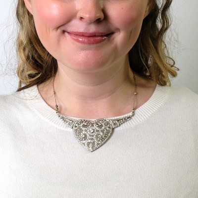 Lot 119 - Platinum, White Gold and Diamond Necklace