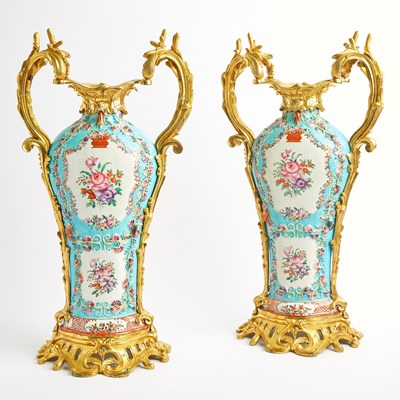 Lot 46 - Pair of Gilt Bronze Mounted Samson Porcelain Chinese Style Vases