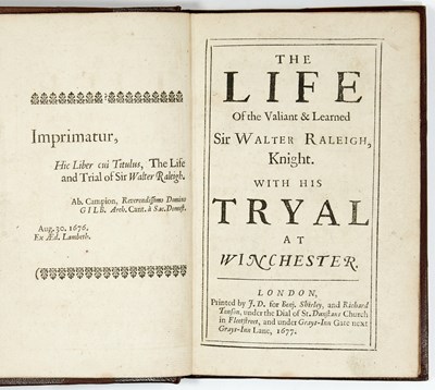 Lot 573 - The 1677 Life of Sir Walter Raleigh