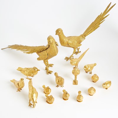 Lot 127 - Group of Silver Gilt and Gilt-Metal Figures of Birds