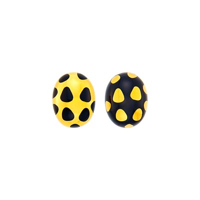 Lot 115 - Pair of Gold and Black Onyx Polka Dot Earclips