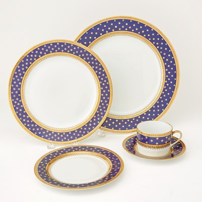 Lot 624 - Limoges Cobalt and Gold Porcelain "Fontainebleu by Royale" Pattern Partial Dinner Service