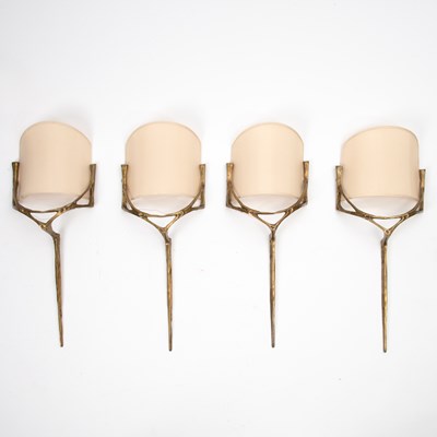 Lot 433 - Set of Four Felix Agostini Brutalist Style Bronze "Erato" Wall Sconces