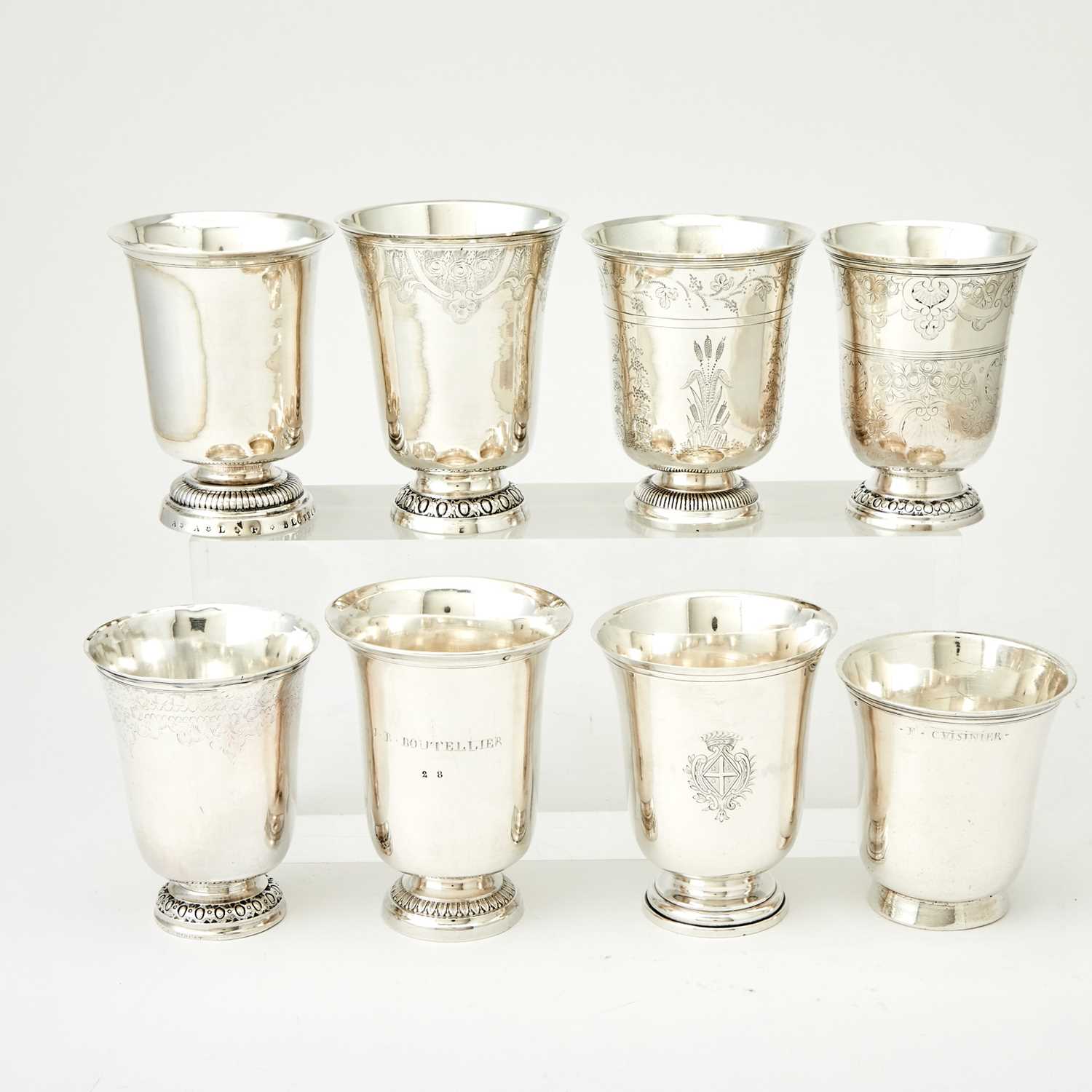 Lot 379 - Eight French Silver Beakers