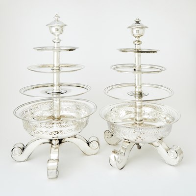 Lot 519 - Two Silver Plated Tiered Dessert Stands