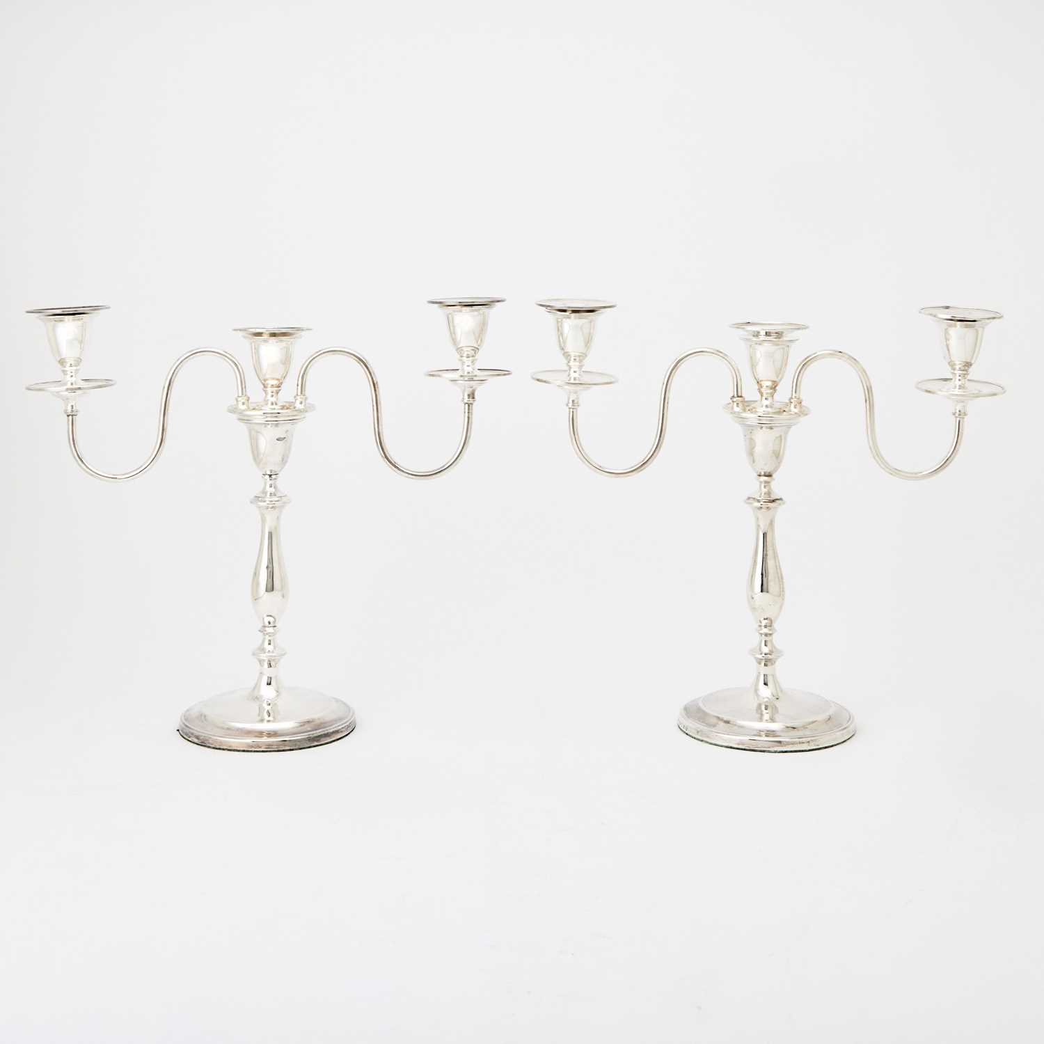 Lot 328 - Pair of George III Sterling Silver Candlesticks with Silver Plated Branches