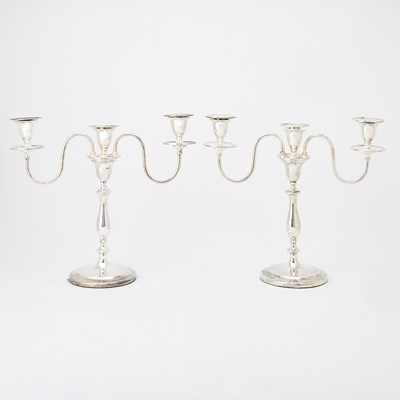 Lot 207 - Pair of George III Sterling Silver Candlesticks with Silver Plated Branches