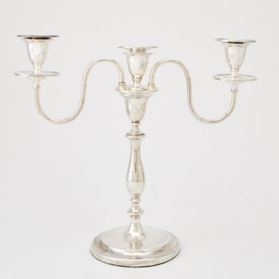 Lot 328 - Pair of George III Sterling Silver Candlesticks with Silver Plated Branches