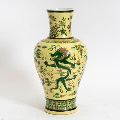 Lot 123 - Chinese Famille Jaune 'Dragon' Porcelain Vase