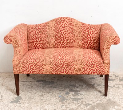 Lot 81 - Red Leopard Upholstered Settee