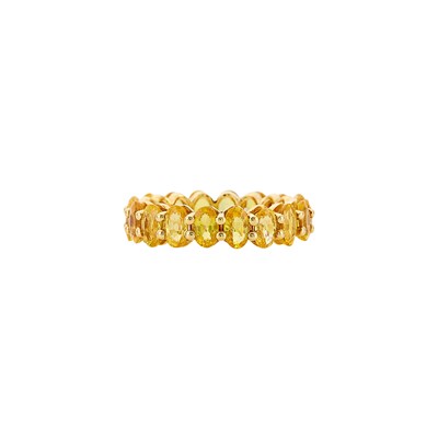 Lot 1078 - Gold and Yellow Sapphire Band Ring