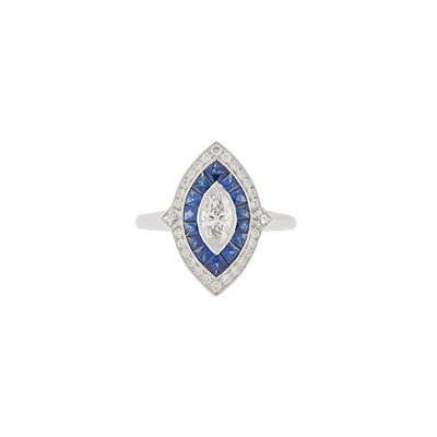 Lot 2255 - Platinum, Diamond and Sapphire Ring