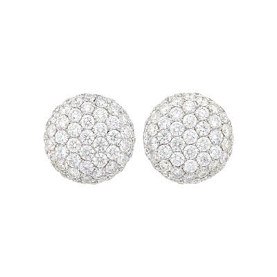 Lot 142 - Pair of White Gold and Diamond Earrings