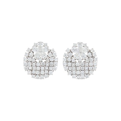 Lot 87 - Pair of White Gold and Diamond Pendant-Earrings