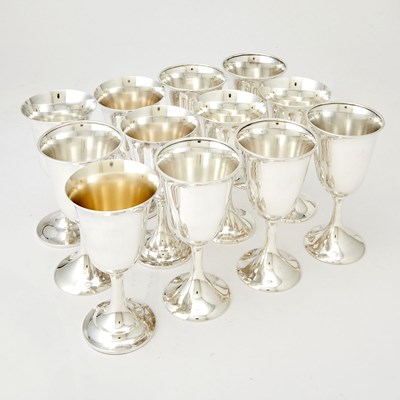 Lot 670 - Assembled Set of Twelve American Sterling Silver Goblets