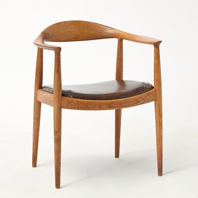 Lot 179 - Hans Wegner for Johannes Hansen Oak and Upholstered "The Chair" Armchair