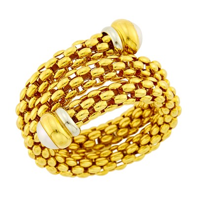 Lot 11 - Two-Color Gold and Mabé Pearl Coiled Bracelet