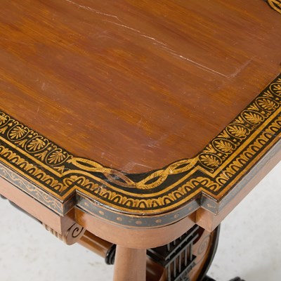 Lot 521 - Regency Style Penwork and Parcel-Ebonized Maple Writing Table