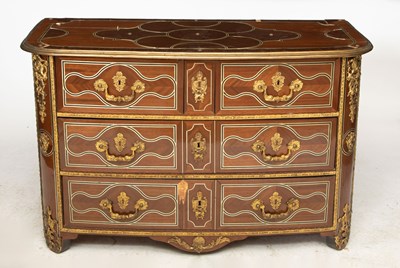 Lot 479 - Louis XIV Style Gilt-Bronze and Brass-Mounted Ebony and Pewter-Inlaid Bois Satiné Commode